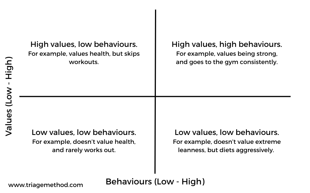goal-value incongruency, values-behaviours matrix